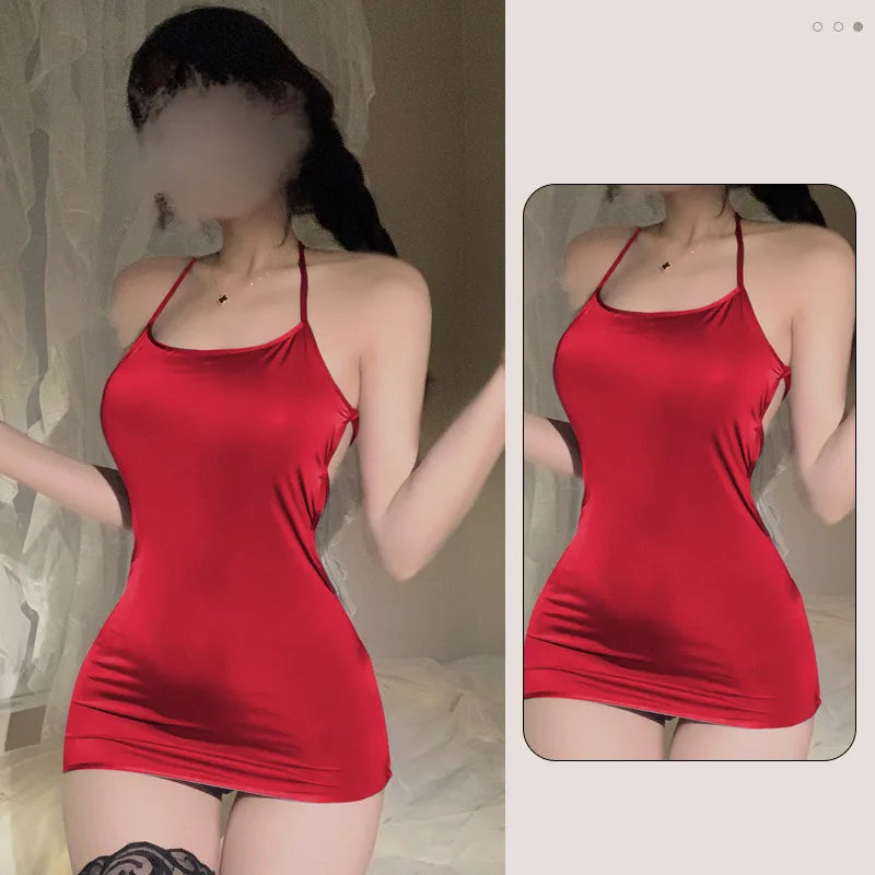 Sexy lingеrie sexy dress Hanging neck deep v revealing breasts tight fitting hip hugging skirt sexy adult womens clothing xxx - Seprincess