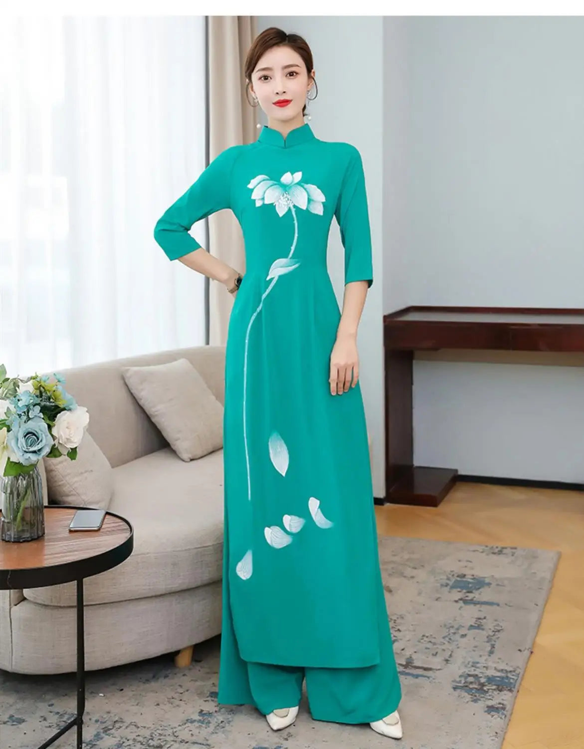 Spring Summer Ao Dai Cheongsam Folk Style Vietnam Chiffon Aodai Graceful Elegant Women Chinese Traditional Dress Improve Qipao - Seprincess