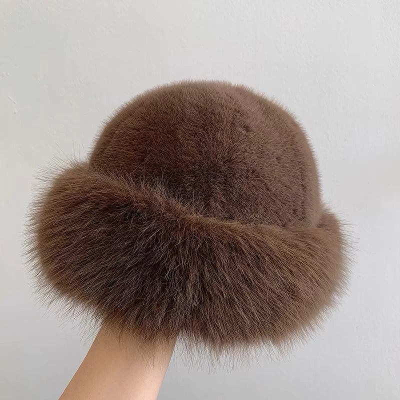 Winter Hat For Women Faux Fur Fluffy Bucket Hat For Women Luxury Plush Mongolian Hat Soft Panama Cap Skiing Riding Warm Caps
? - Seprincess