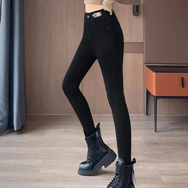 High Waisted Slim Small Leg Denim Jeans For Women New Black Gray High Stretch Pencil Pants Classic High Quality Brand