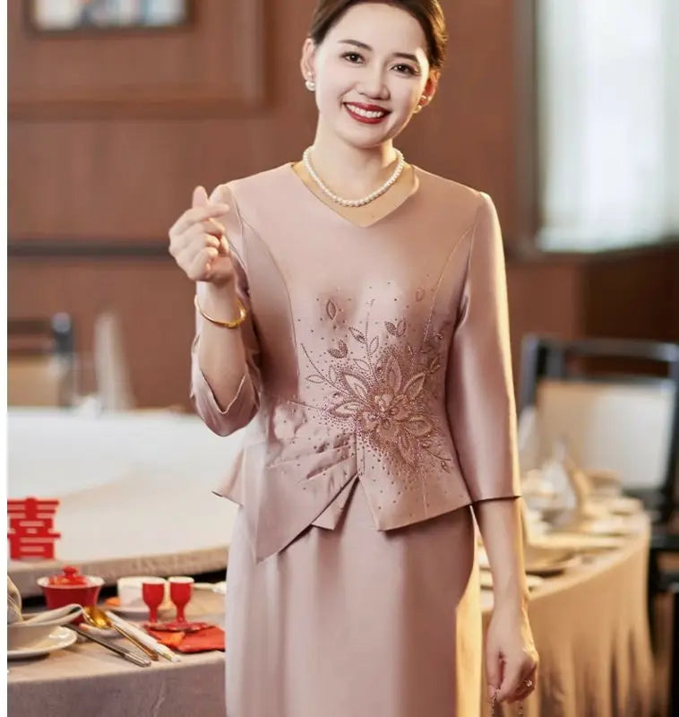 Yourqipao Chinese Traditional Wedding Guest Dresses Mother Of The Bride Cheongsam Evening Gowns Women Qipao Bridal Party Dresses - Seprincess