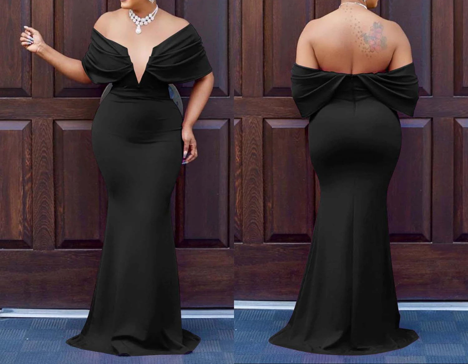 Women V-neck Off The Shoulder Elegant Party Dresses Woman Sleeveless Bodycon Maxi Dress Evening Vestidos Sexy Long Dresses HW198 - Seprincess