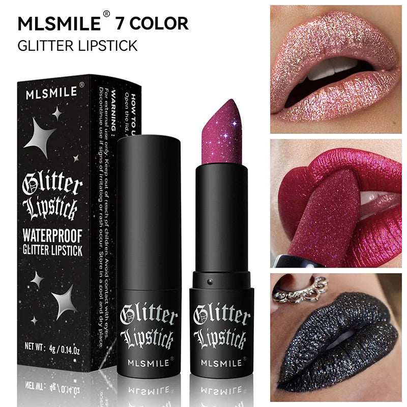 Glitter Waterproof Lipstick Nude Matte Long Lasting Not Fading Pearlescent Sexy Red Pink Velvet Lipsticks Lips Makeup Cosmetic - Seprincess