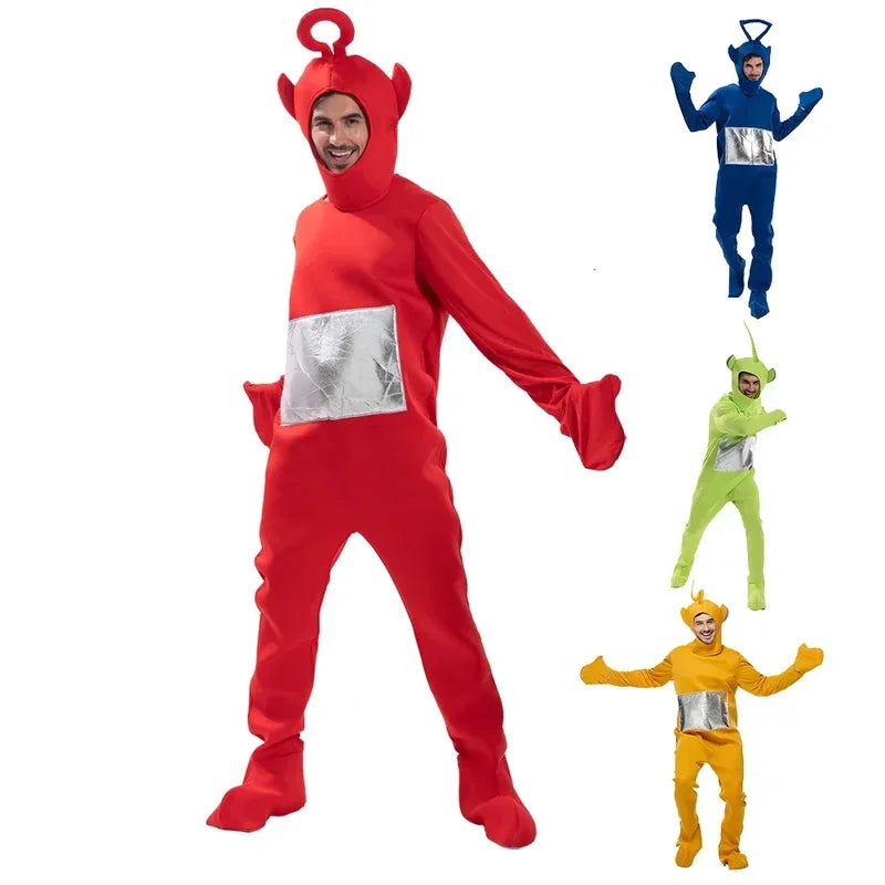 Cosplay Costume for Adult Jumpsuit Headgear Funny Tinky Winky Dipsy Laa-Laa Po Halloween Carnival Costume Clothes - Seprincess