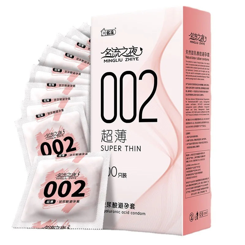 Hyaluronic Acid Condom 30/50/100Pcs Ultra Thin Particle Smooth Penis Sleeve Natural Rubber Contraception for Adult Sex Products