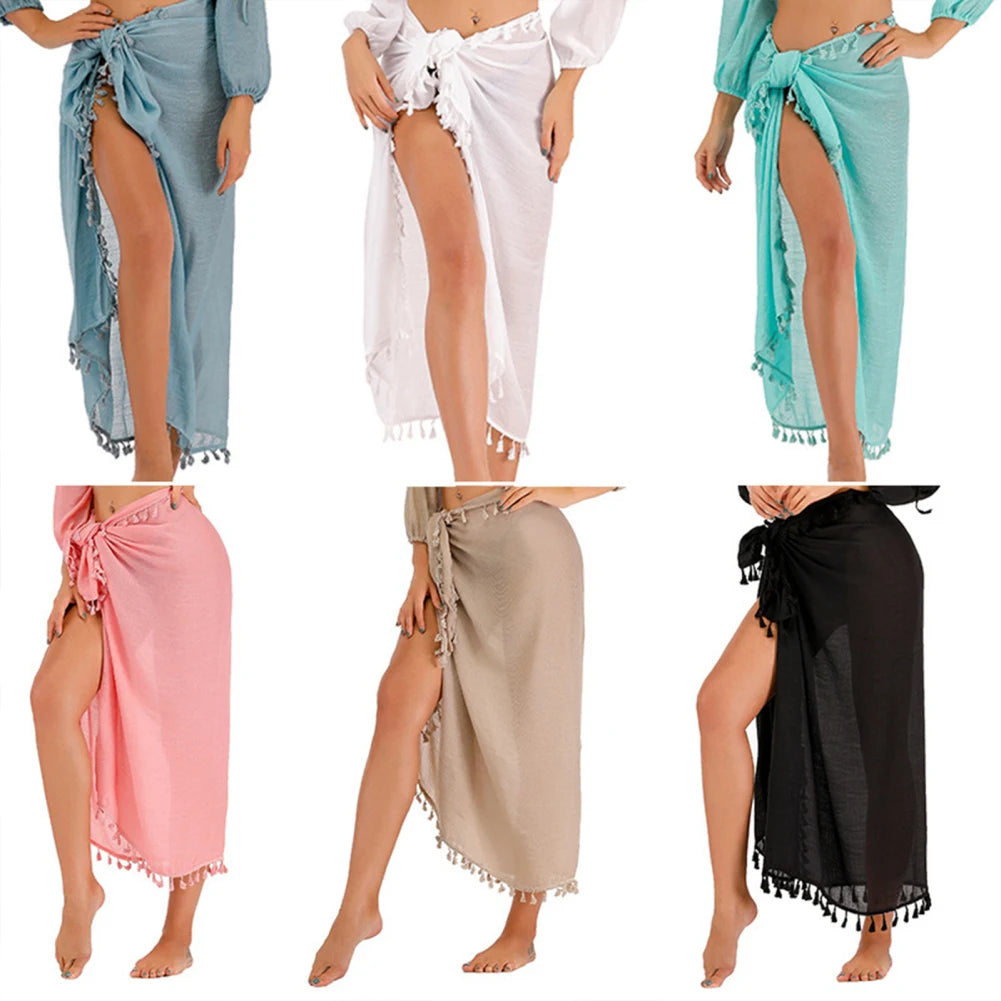 Women Sarongs Beach Wrap Sun Protection Solid Color Quick-drying Chiffon Bikini Cover Up For Beach Party - Seprincess