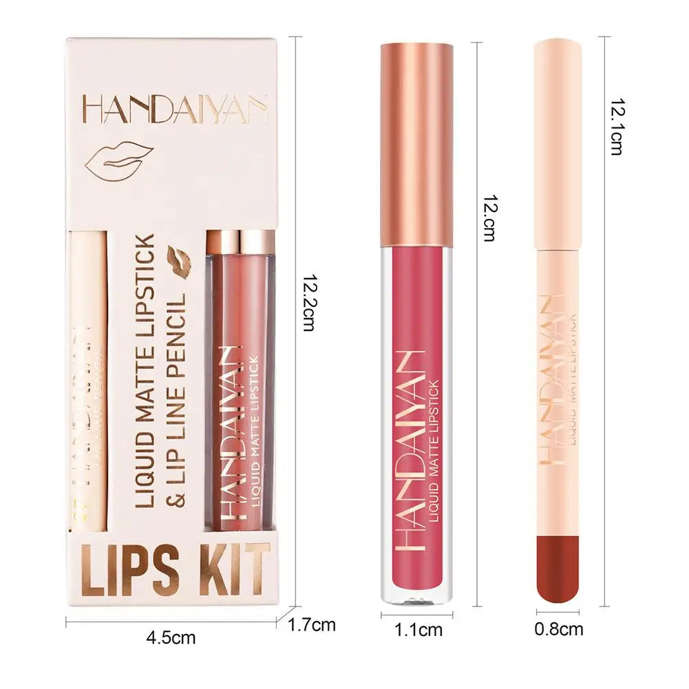 HANDAIYAN Matte Nude Brown Lipliner Pencil Lipsticks Set 12 Colors Lip Contour Kit Waterproof Non-sticky Sexy Velvet Lip Gloss - Seprincess