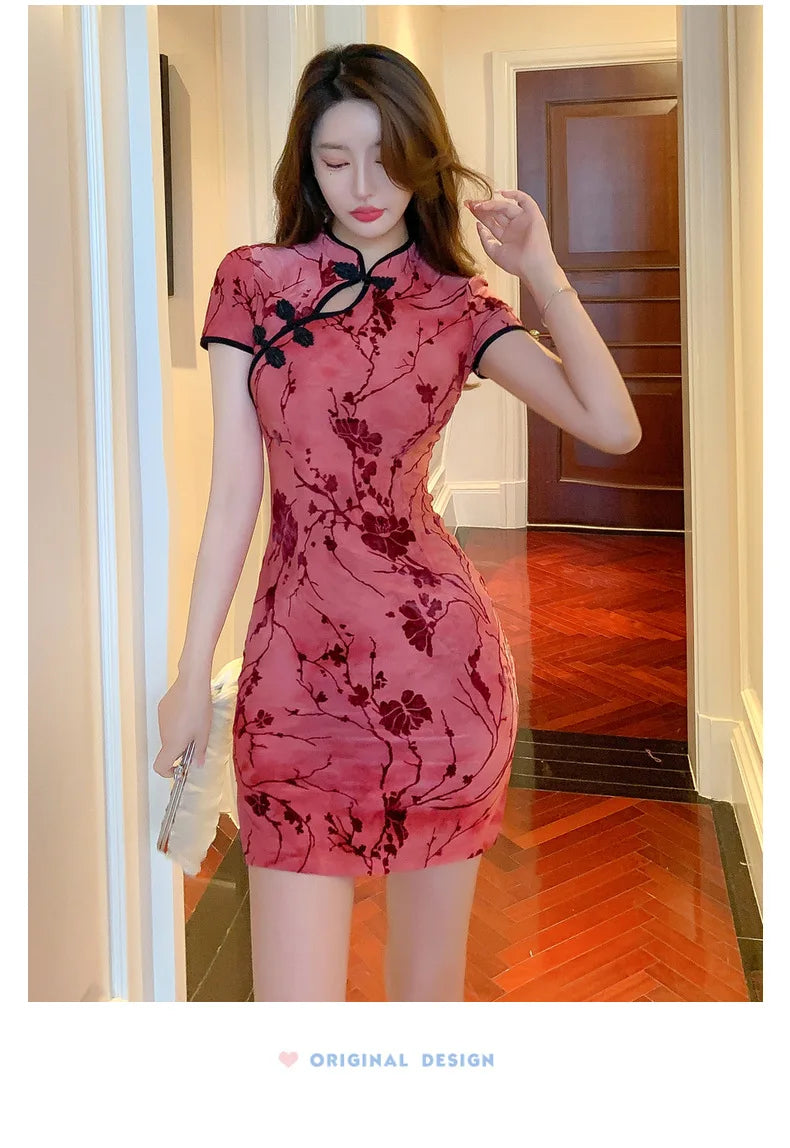 Sexy Club Mini Dress Arrival Vintage Chinese Style Women's Qipao Spring Sexy Party Sheath Dresses Mujer Vestidos Cheongsam New - Seprincess