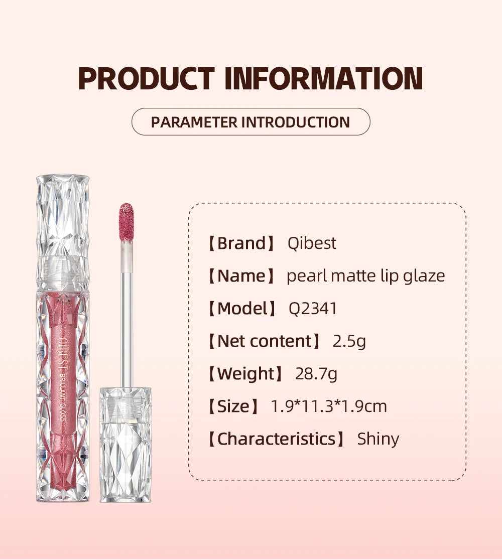 QIBEST Shimmer Lip Gloss Diamond Glitter Lip Tint Waterproof Long Lasting Matte Liquid Lipstick Red Purple Lipgloss Women Makeup - Seprincess