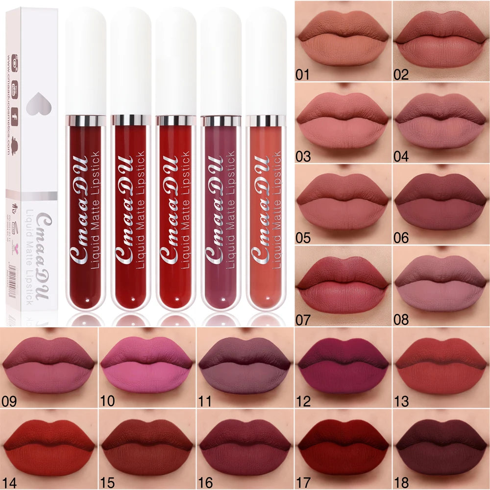 CmaaDu 18 Matte Mist Lip Glaze Long-lasting waterproof Moisturizing Lip Gloss Natural Healthy Lipstick - Seprincess