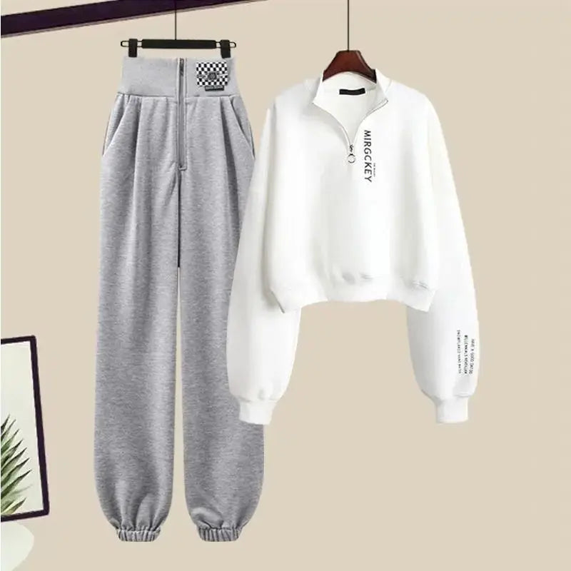 Y2k Streetwear Hoodies+Casual Sweatpants Suit Women 2023Autumn Zipper Pullovers Sweatshirts Harajuku Two Piece Sets Kpop Clothes - Seprincess