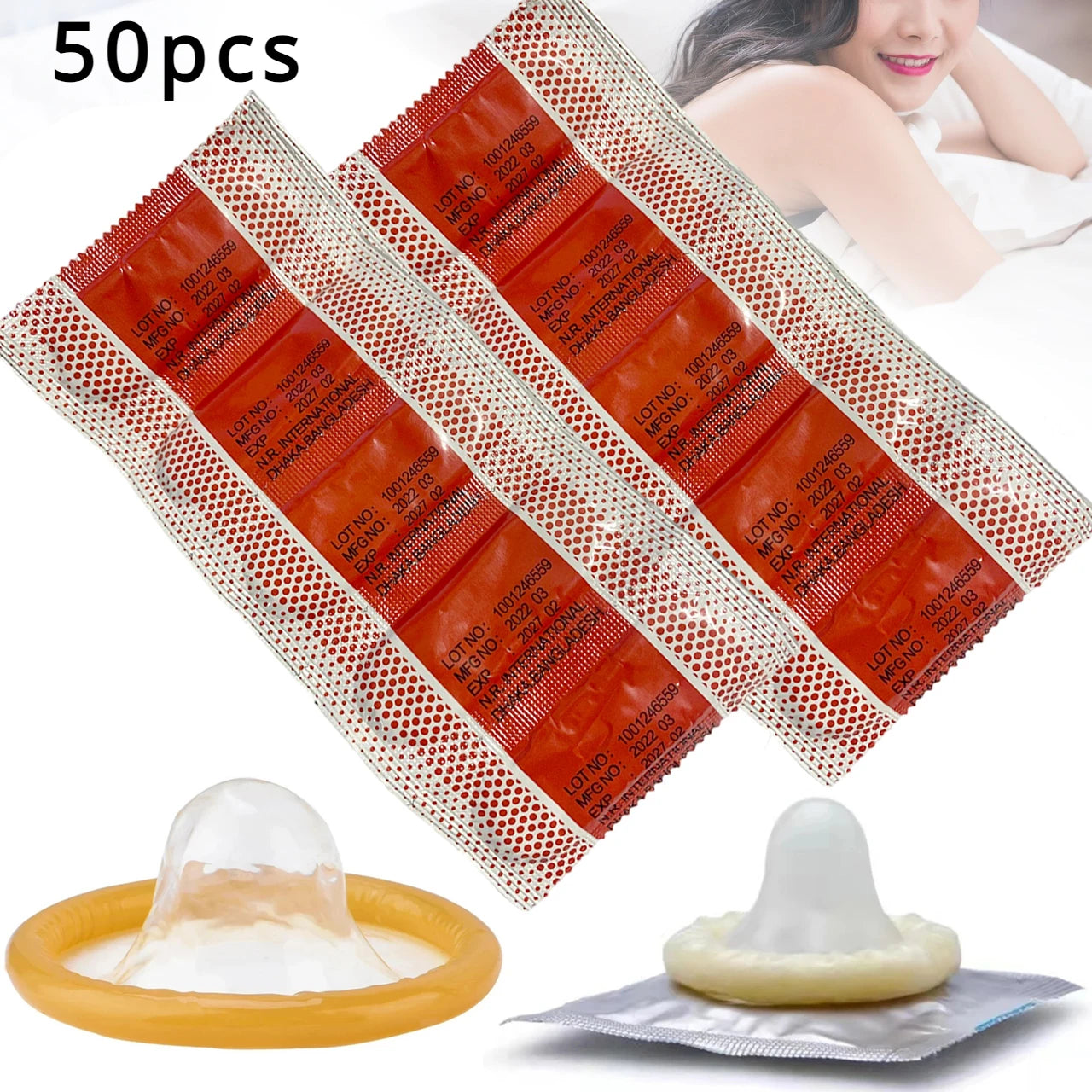 50pcs Hyaluronic Acid Condom Natural Latex Lubrication Ultra Thin Delay Sex Condom Contraception Supplies Adults Sex Toy 콘돔 - Seprincess