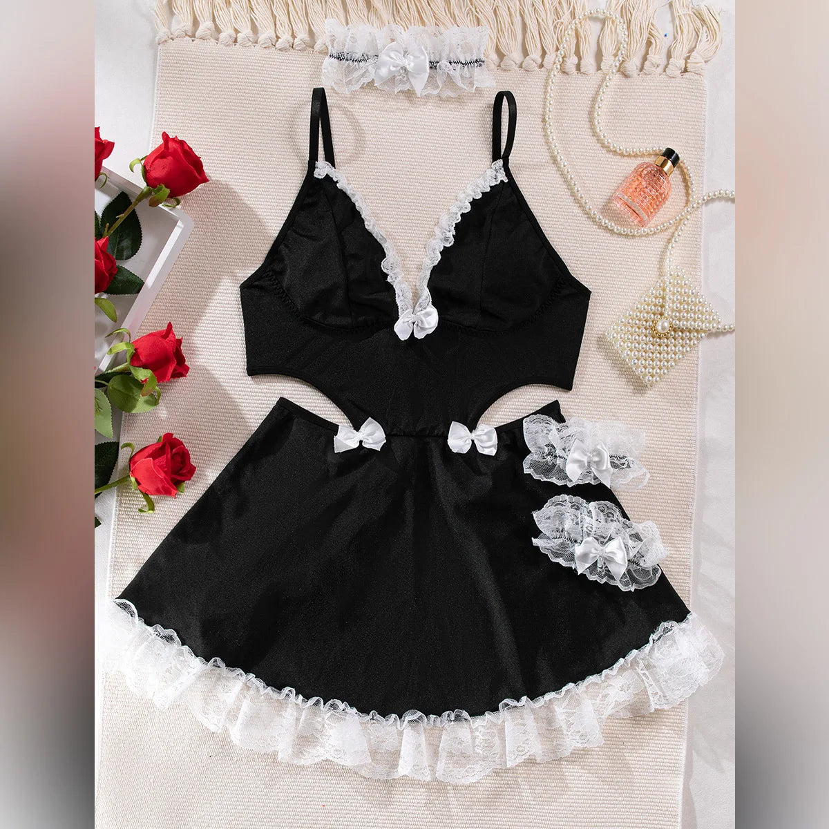 Dress Lace lace deep V-strap bow skirt Women's summer dress Female clothing elegant party dresses woman Women's summer dress xxx - Seprincess