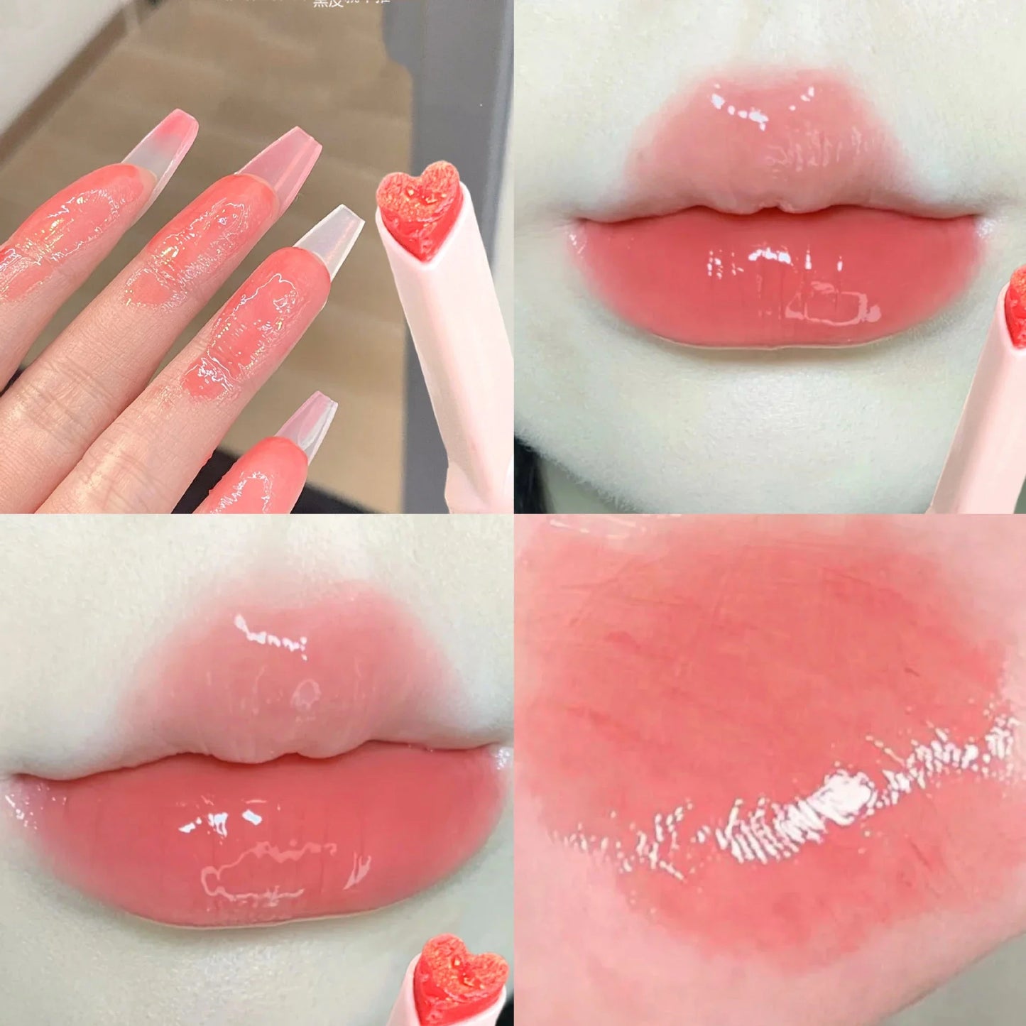 Moisturizing Jelly Mirror Lipstick Waterproof Lasting Clear Heart-shaped Solid Lip Gloss Pen Non-stick Cup Lips Tint Makeup - Seprincess