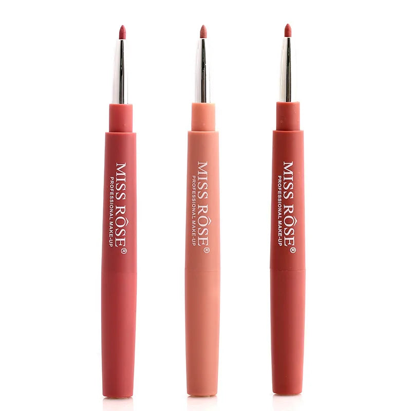 Miss Rose Double-end Lipstick Lipgloss Pencil Makeup Long Lasting Tint Sexy Red Lip Stick Beauty Matte Lip Gloss Pen Cosmetic