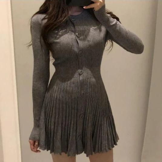 Fashion Korean Mini Dresses Female Autumn Winter 2024 Sexy Bodycon  Wrap White Short Women's Sweater Knitted One-piece Dress Hit - Seprincess