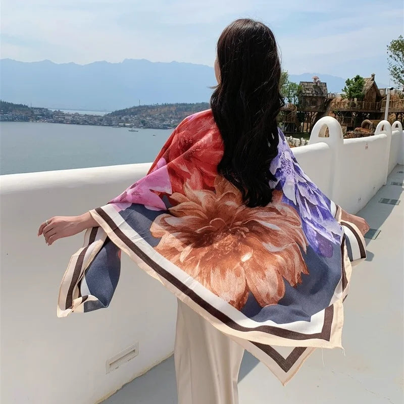 HOT 130x130cm large Velvet Texture Squar Travel Scarf Beach Dress Bikini Sarong Wrap Women Brazilian Swimsuit Bathing Cover-ups - Seprincess