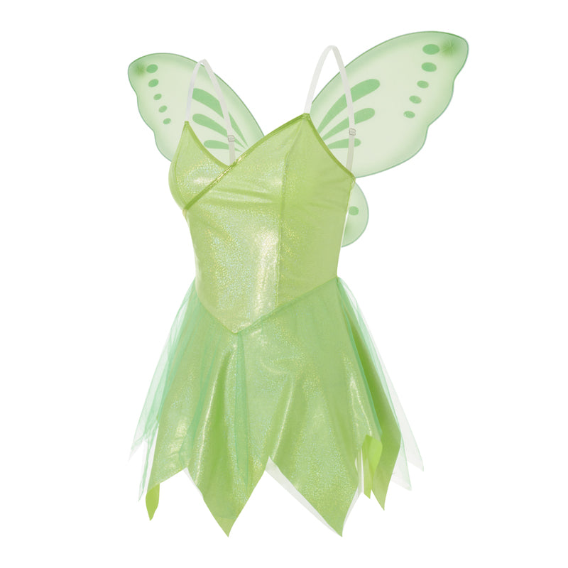 Green Women s Costume Dress Fairy with Wings Role Play Short Dress Cosplay Slip Dress Hallown Birthday Theme Party - Seprincess