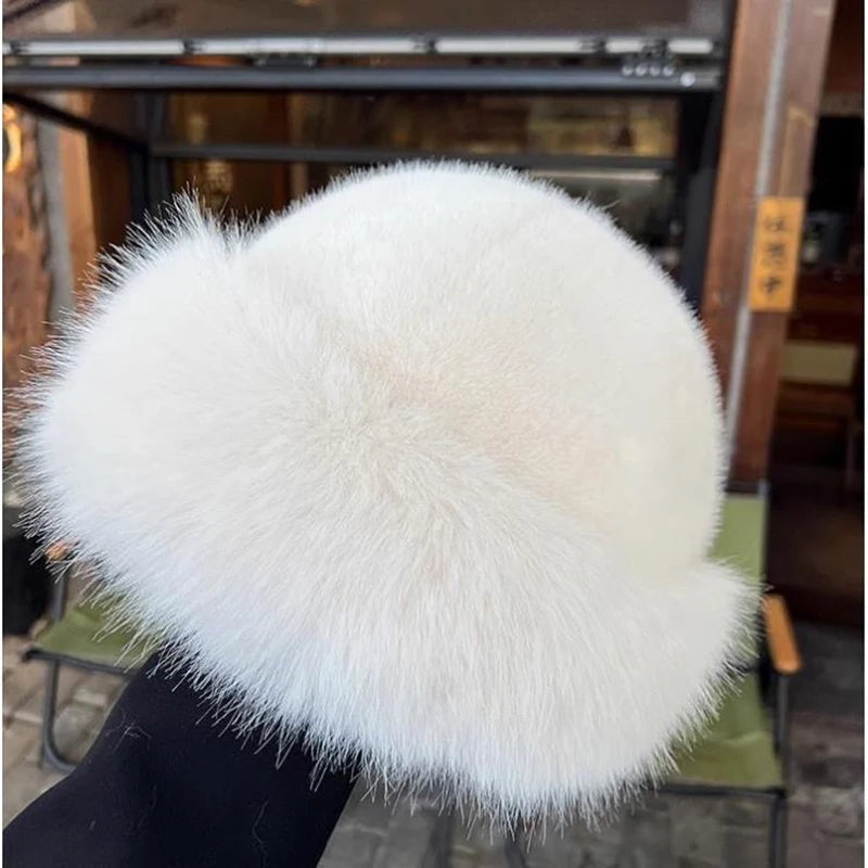 Winter Hat For Women Faux Fur Fluffy Bucket Hat For Women Luxury Plush Mongolian Hat Soft Panama Cap Skiing Riding Warm Caps
? - Seprincess