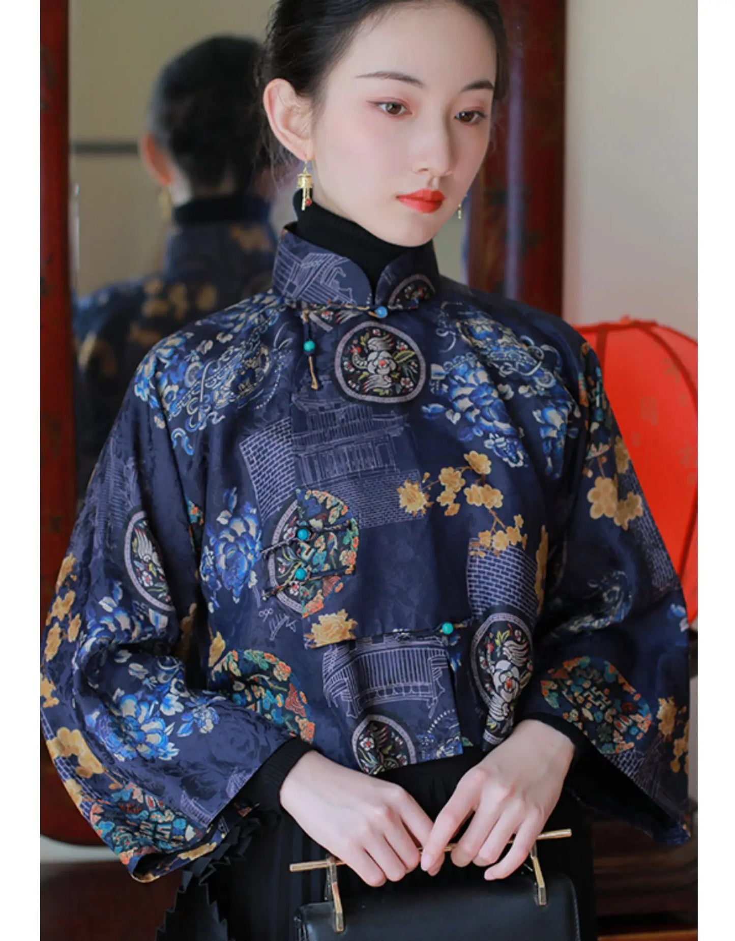 2024 spring autumn chinese style traditional hanfu top print cheongsam oriental blouse elegant festival party dress qipao top