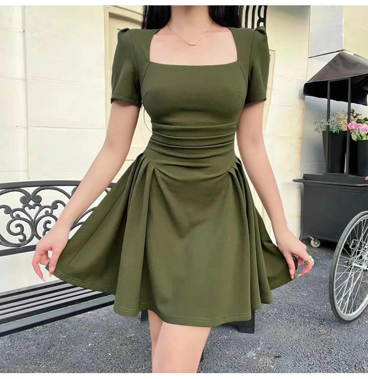 French Hepburn Style Soft Girl Black Dress Elegant 2024 Summer New Fashion Slim Fit Waist Slimming Pleated For Women's Dress PVK - Seprincess