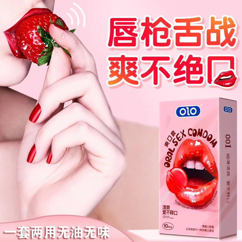 10PCS Oral Sex Condoms Adults Toys For Men 18+ Strawberry Flavor Penis Sleeve Ultra Thin Smooth Condones for Adult Sex Products - Seprincess