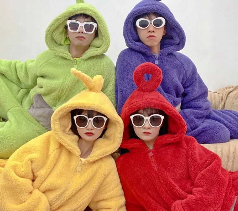 Teletubbies Autumn Winter Pajamas Cosplay Costumes Soft Long Sleeves One-piece Pajamas Laa Home Clothes Christmas Party Gift - Seprincess