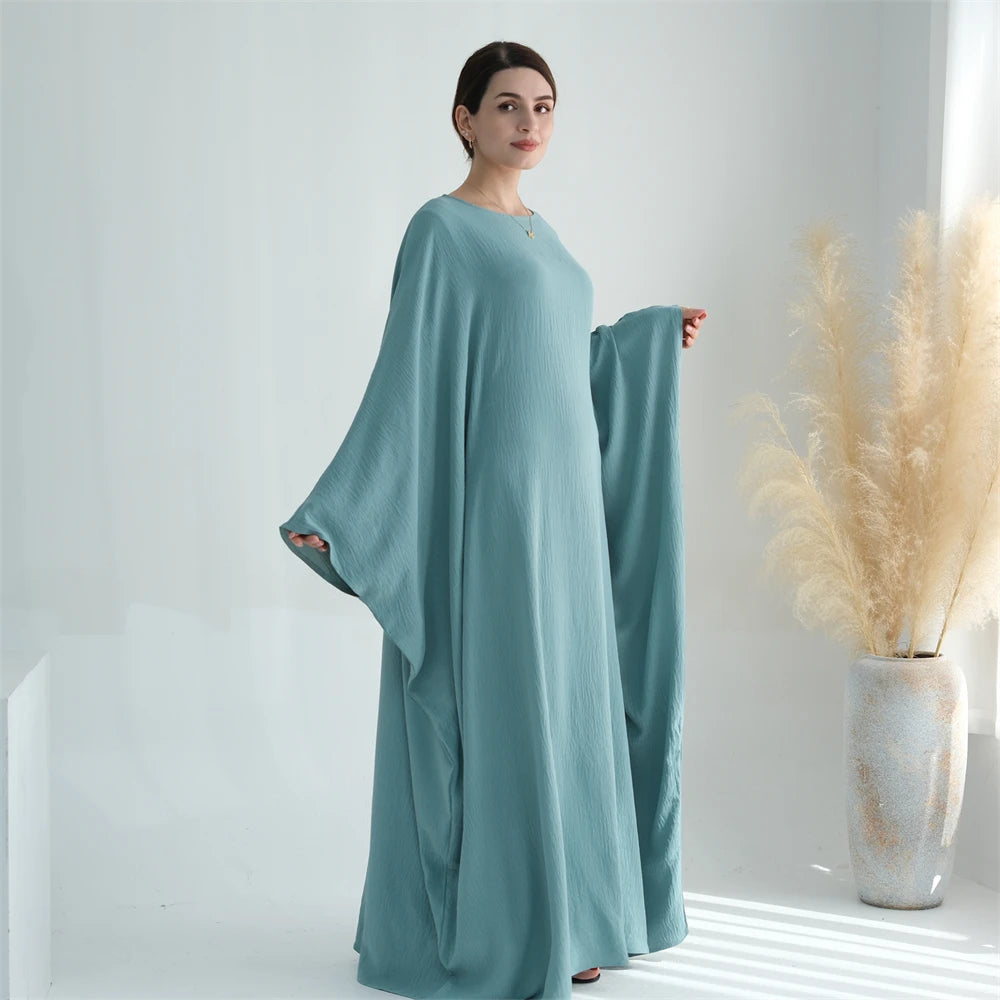 Ramadan Eid Crepe Batwing Butterfly Modest Abaya Dubai Luxury 2024 Muslim Jersey Hijabs Kaftan Dress For Women Kebaya Vestidos