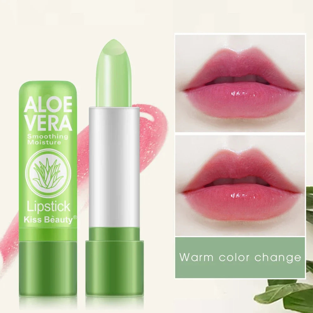 Moisturizing Aloe Vera Lipstick Temperature Color Changing Lip Balm Lasting Nourishing Lip Care Anti-drying Exfoliating Lipstick - Seprincess