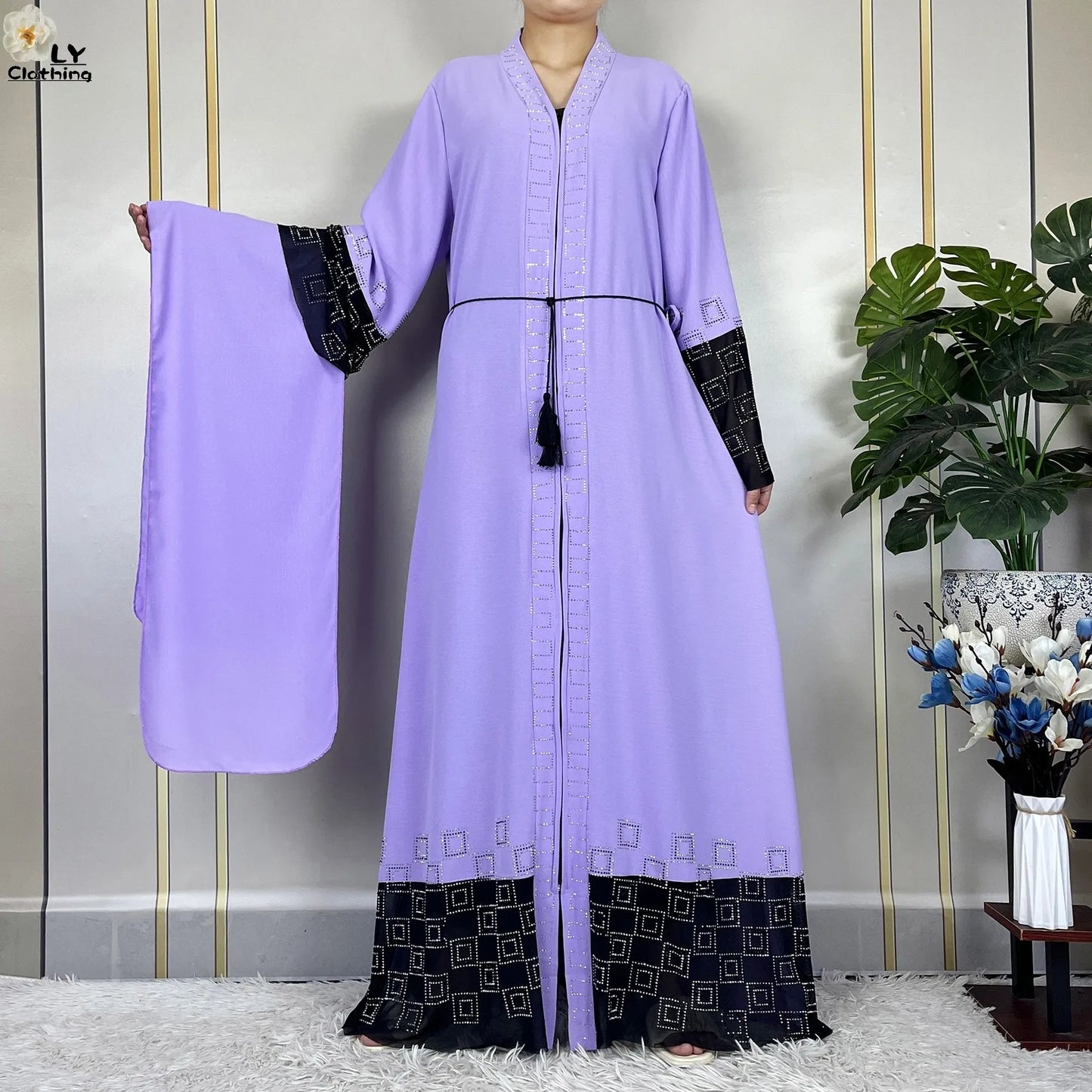 2024 For Women Elegant Dresses Dubai Party Outfits Long Sleeved Chiffon Dashiki Muslim Women Robe Open African Abaya Clothing