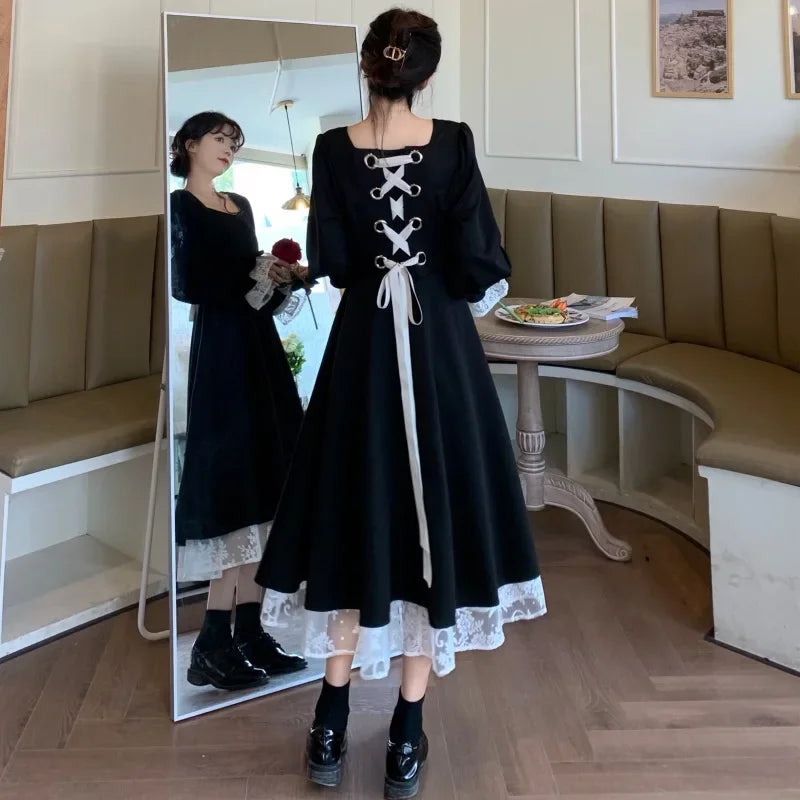 Black Haut De Gamme Designer Autumn Dress Niche Long Luxury French Style Women's Fashion Gown High End Feel Dress - Seprincess