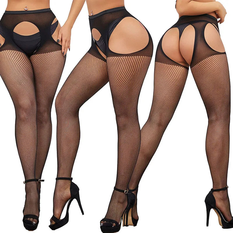 Hot Sexy Open Crotch Pantyhose Women Sexy Lingerie Black Stockings Crossover Pantyhose Erotic Fishnet Tights Sex Accessories New