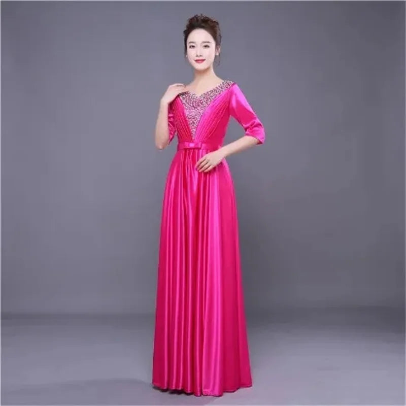 Elegant Elegant Choir Performance Dress Female Long High School Student Modern Fashion New Host Dress Female Evening Dress Femal - Seprincess