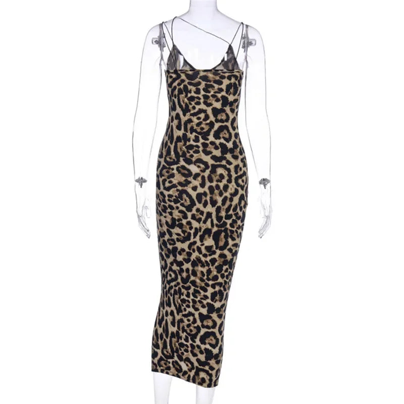 Sexy Women's Leopard Snake Print Dress Fashion Ladies Long Maxi Dress Party Bodycon Occasion Dresses Evening Sundress - Seprincess