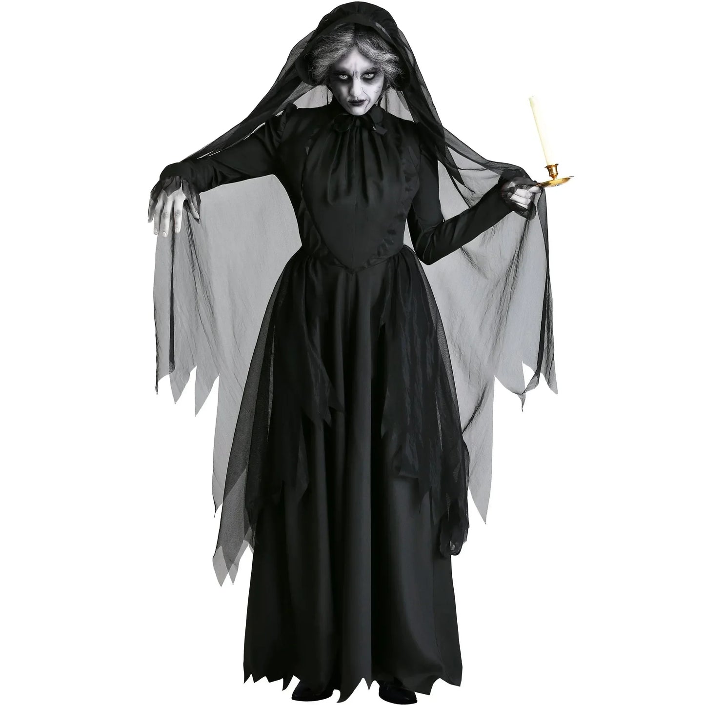 Halloween Costume Ghost Bride Witch High Quality Vampire Game Soft Cosplay Horror Demon Costume Black Gauze Dress - Seprincess