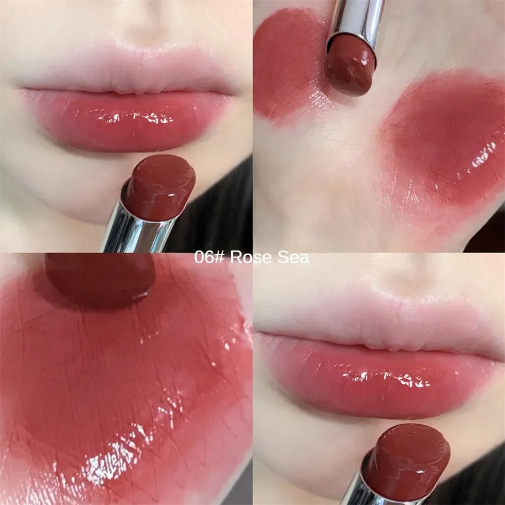 6 Colors Silky Glossy Lipstick Gege Bear Pump Lips Moisture Water Bomb Comfortable Ultra Sheen Non-Stick Cup Lip Balm Makeup - Seprincess