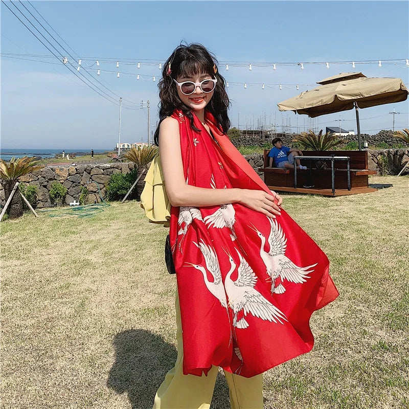 140x180cm Celebrity With The Same Cover-Ups Women Large Beach Dress Bikini Bathing Swimwear Sunburn Protection Sarong Wrap Scarf - Seprincess