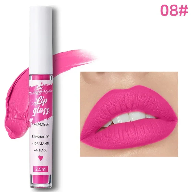 12 Color Sexy Long Lasting Velvet Matte Lip Gloss Liquid Lipstick Lip Makeup Women Beauty Red Nonstick Cup Waterproof Lip Gloss