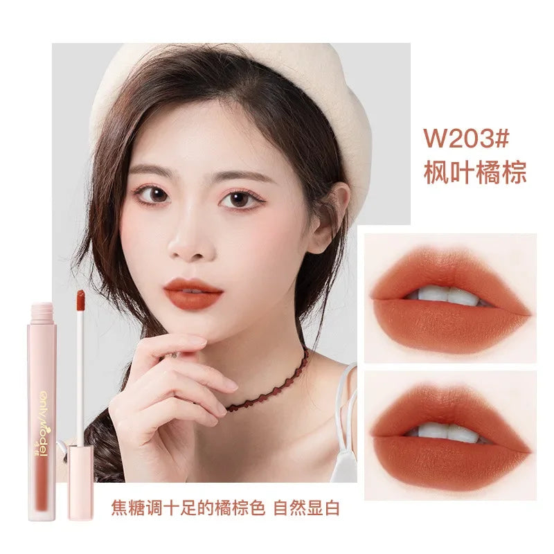 Velvet Orange Lipstick Brighten Skin Matte Lipsticks Waterproof Long Lasting Lip Stick Lip Tint Women Korean Cosmetic Lip Glaze - Seprincess