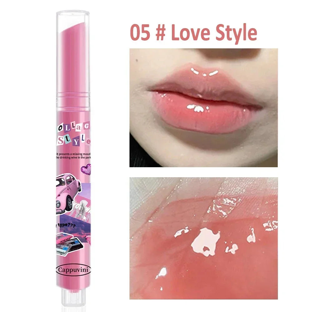 Transparent Lip Glaze Flower Honey Jelly Lipstick Pen Waterproof Non-stick Cup Heart-shaped Lip Gloss Korea Women Lips Makeup - Seprincess