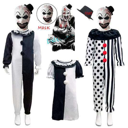 Terrifier Girl Costume Dress Skeleton Kid Cosplay Scary Horror Bodysuit Jumpsuit Art The Clown Joker Halloween Costume Mask Suit - Seprincess