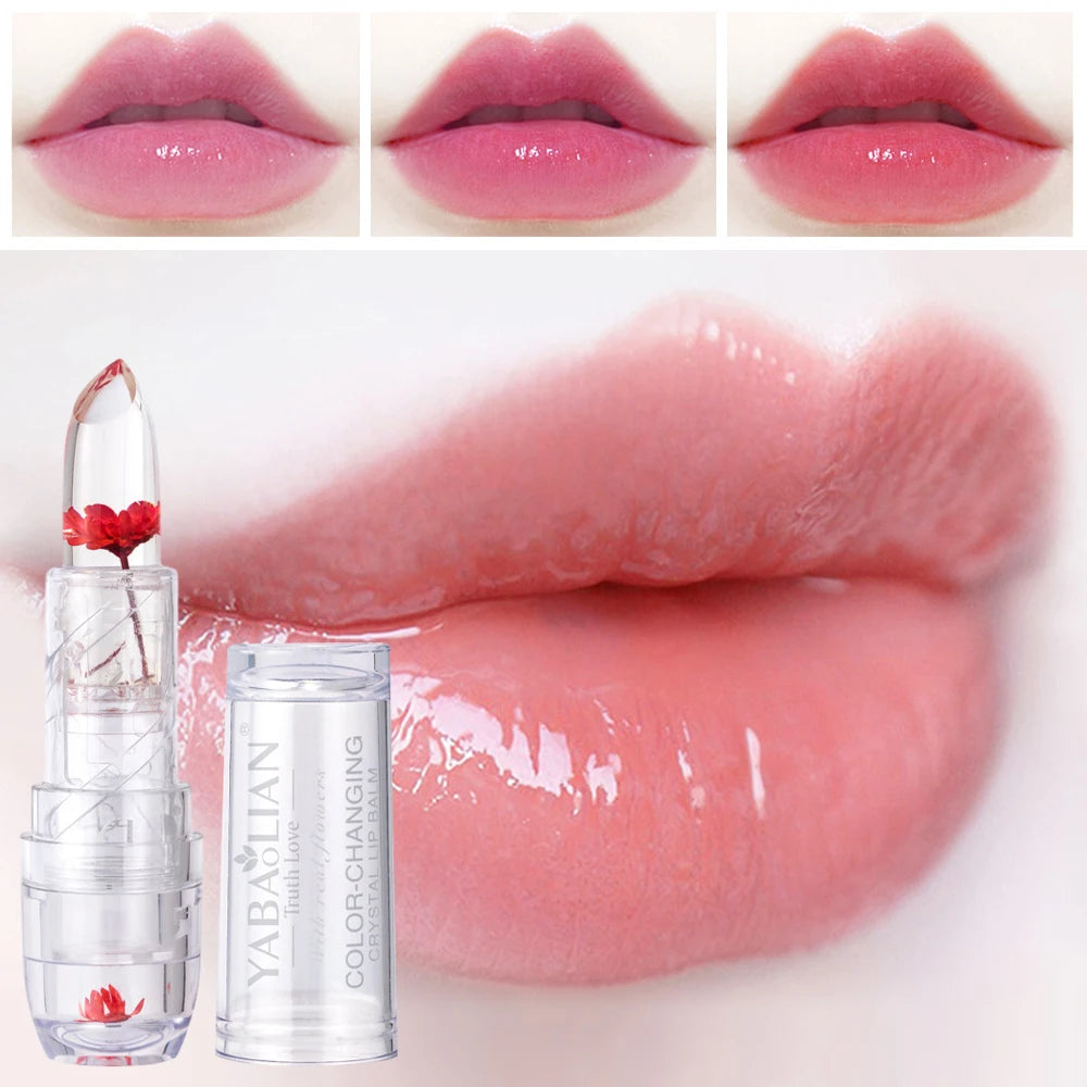 Moisturizing Flower Lipstick Waterproof Temperature Color Change Jelly Crystal Transparent Magic Lip Blam Repair Lips Cosmetics - Seprincess