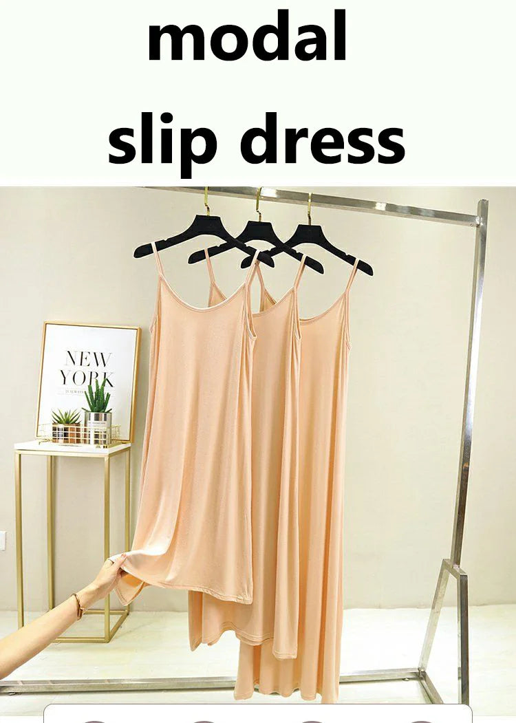 2022 O-Neck Dresses tops Women's Petticoat Woman Dress Slip Underdress Bottoming Straight Femmale Slips Woman Intimates Dress - Seprincess