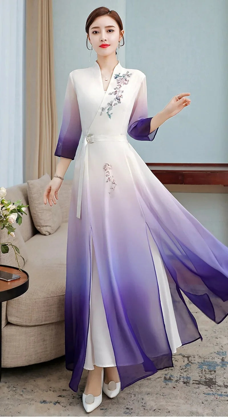 Vietnam Traditional Dress Chinese Style Aodai Cheongsam Qipao China Oriental Dress Vietnam Clothing Long Ao Dai Dress 10049 - Seprincess