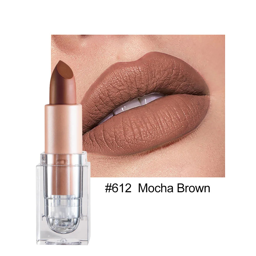 Handaiyan 12 Colors Matte Waterproof Velvet Nude Lipstick Sexy Red Brown Pigments Makeup Long Lasting Profissional - Seprincess