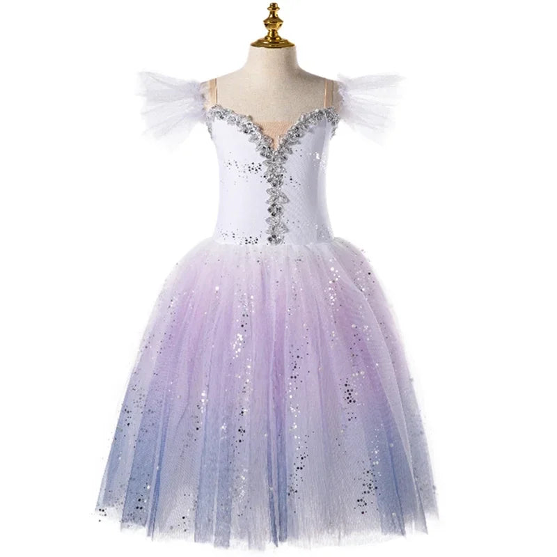 2023 Professional Romantic Tutu Long Tulle Tutus Ballet Dress Women Girls Ballerina Party Dress Children Ballet Dance Costumes - Seprincess