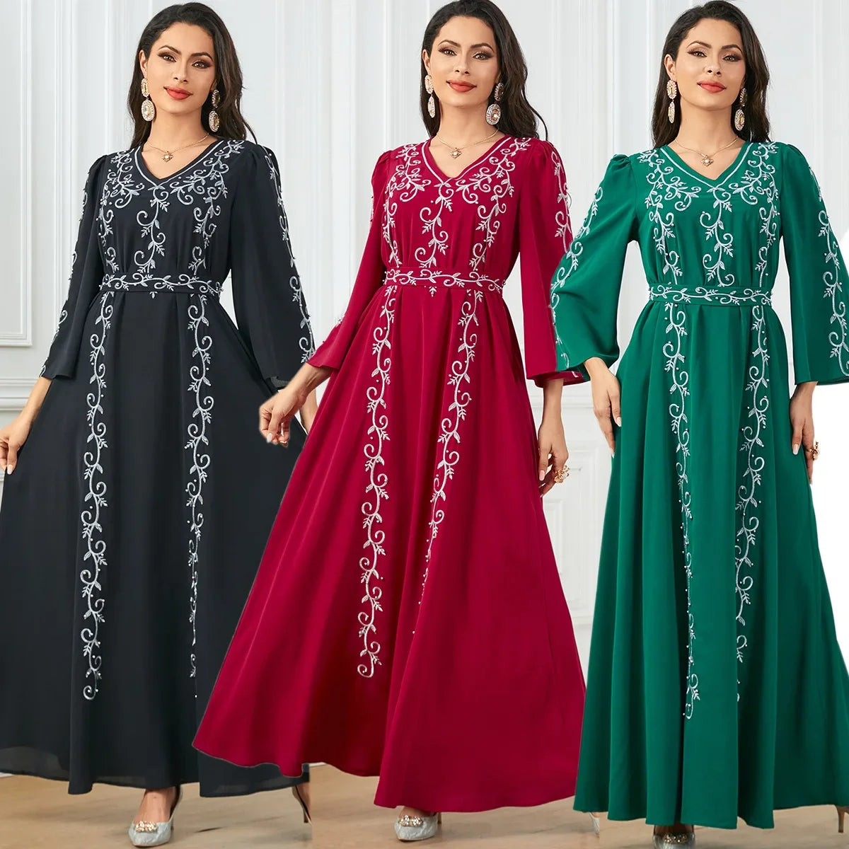 Eid Mubarak Party Muslim Women Embroidery Abayas Dress Turkey Dubai Kaftan Robe Morocco Jalabiya Islam Clothing Arab Vestidos - Seprincess