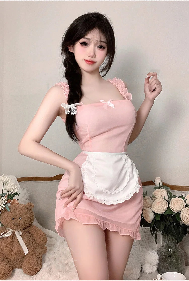 Dress Lace lace tight fitting maid outfit uniform seductive bag hip skirt Women's dress traffic store Party dress - Seprincess