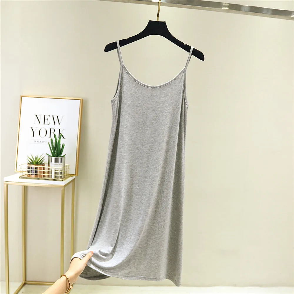 2022 O-Neck Dresses tops Women's Petticoat Woman Dress Slip Underdress Bottoming Straight Femmale Slips Woman Intimates Dress - Seprincess