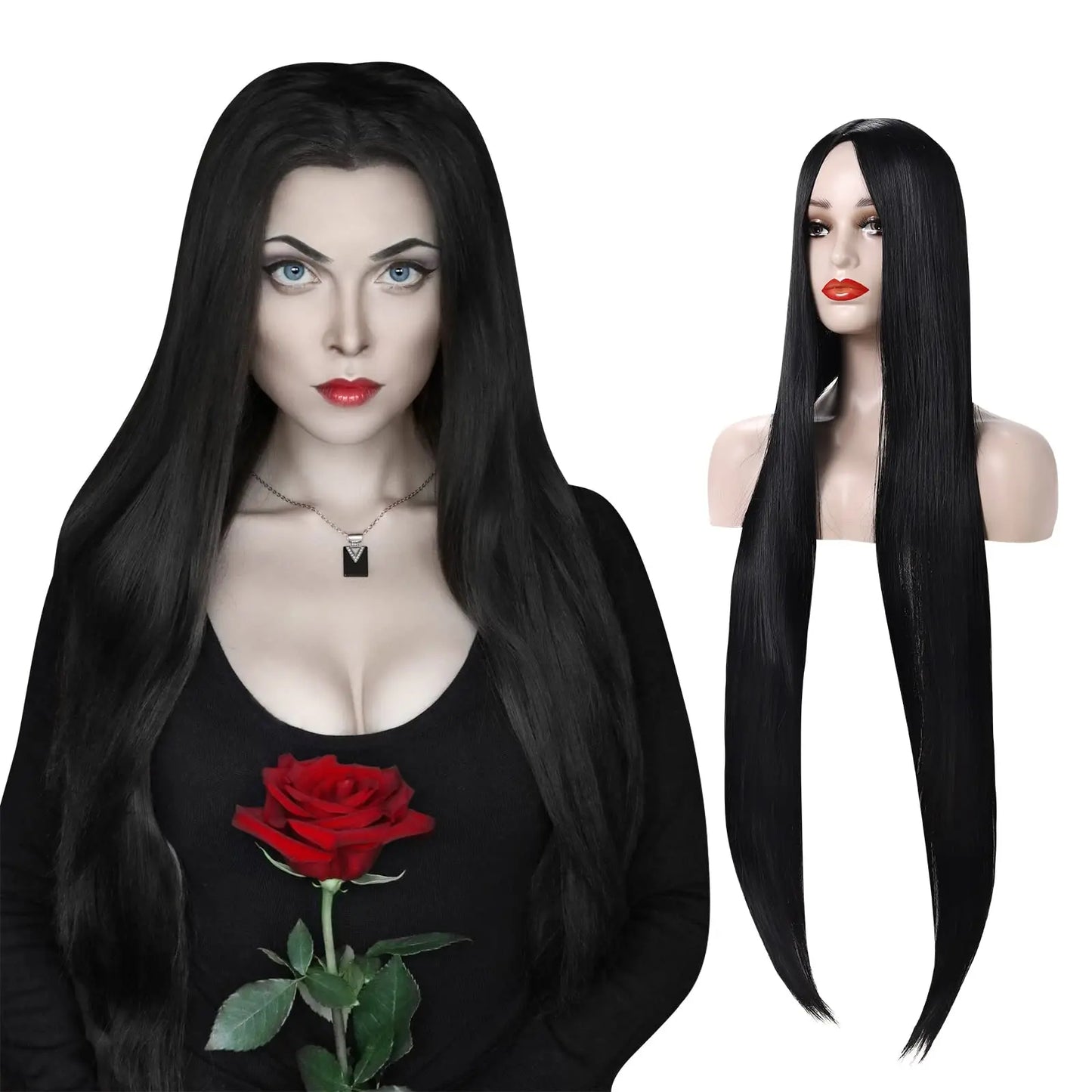 Women Morticia Addams Costume Dress with Rose Addams Family Halloween Costumes Pugsley Cosplay Costume - Seprincess